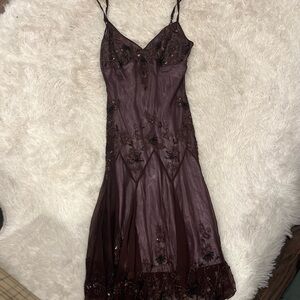 Adrianna Papell Lilac and Chocolate Beaded Evening Dress Bodice